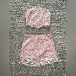 Amazon Pink Lace Pencil Skirt Set